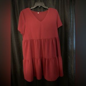 Burgundy Babydoll Dress